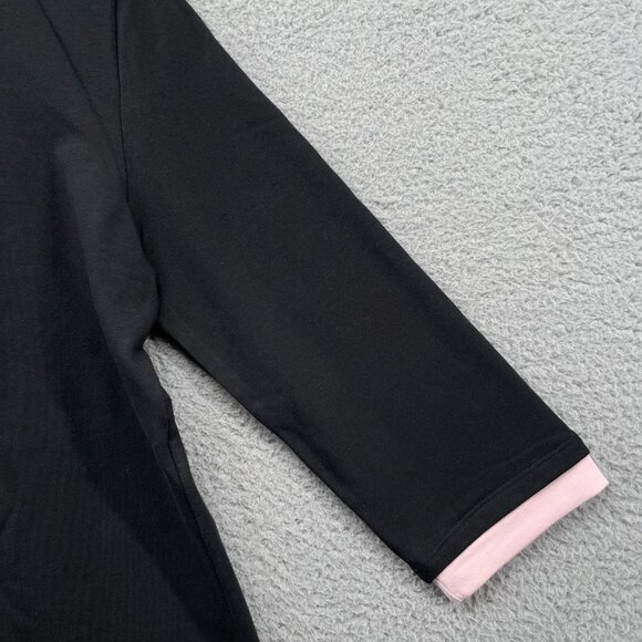 NWT Lobo Maul Polo Shirt 3/4 Sleeve Contrast Trim Collar Black Pink Teal Large - Picture 8 of 11